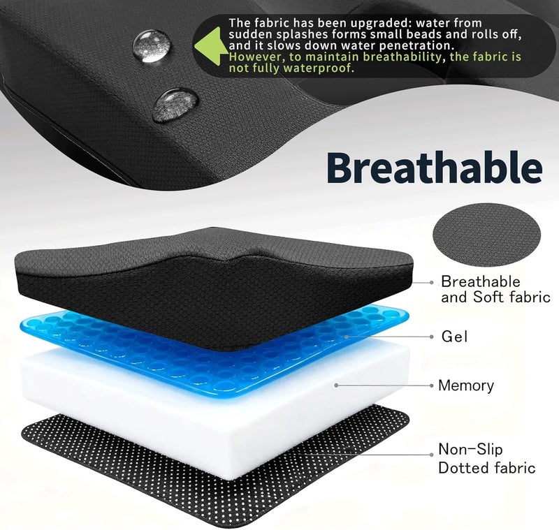 FoKon Gel Wheelchair Seat Cushion,Bed Sore Cushions for Butt,Hemorrhoid Pillow,Sciatica,Coccyx,Pressure Sore and Ulcer Pain Relief Butt Pillow,Cushion for Office Chairs 18" L x 15" W(Black) - Image 4